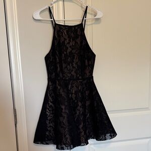 Black Lace Halter Skater Dress